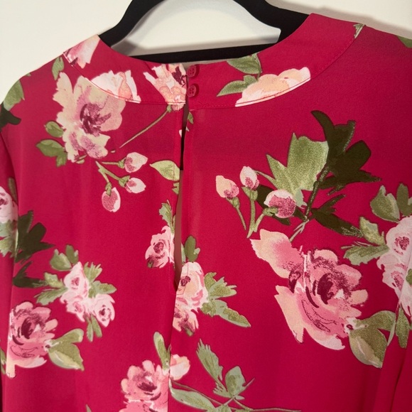 New York & Company Floral Pink Blouse Size L - Picture 4 of 7